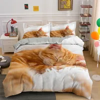 Bedding sets Lovely Pet Cat Bedding Set Animal Printed Covers Single Double King Queen Size Duvet Cover Kitty Pattern Polyester Quilt Cover 220924