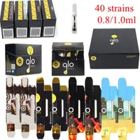 40 Strains GLO Atomizers Carts Vape Pen Cartridges Packaging 0.8 1.0ml Ceramic Cartridge Vaporizer E Cigarettes 510 Thread