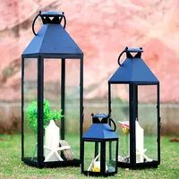 Candle Holders Windproof Black Iron Hanging Holder Outdoor Vintage Romantic Moroccan Candeliere Stand