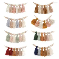 Decorative Figurines DIY Tassel Garland With Wooden Bead Party Backdrop Bohemian Home Wall Hanging Decor For Bedroom Nursery Birthday