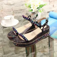 Fashion woman Pumps Dress Shoes Rhinestone Glitter Sequined classical sandals Buckle Strap Ladies Slippers Pointed Toes thin-high heels MBC