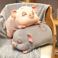 kawaii Plush Toys Sleeping Pig animal crossing plush peluche Hamster Pillow Plus Blanket Quilt Air Conditioning Pillow baby toys295p