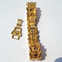 18 K Yellow Gold Filled Nugget Bracelet 15 Mm Wide - 200 mm 20mm lengthen Made In CN - LIFETIME WARRANTY269N
