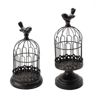 Candle Holders 2pcs Wedding Iron Art Candlestick Bedroom Party Vintage Gothic Home Decor Gift Living Room Bird Cage Holder Set Display