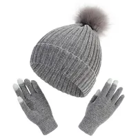 Scarves 2Pcsset Autumn Winter Chenille Hat Gloves Set Outdoor Windproof Knitting Caps Casual Women Elasticity Hat Cycling Warmer Glove 220927