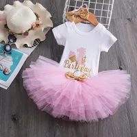 Baby Girl 1 year birthday Tutu Dress Toddler Girls 1st Birthday Party Christening Outfits Princess Costumes for 12 months Girls Q1243M