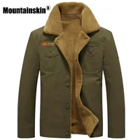 Erkek Ceketler Dağlar Dağları Kış Sıcak Ceketler Kalın Polar Mens Coats Sıradan Pamuk Kürk Yaka Erkekler Askeri Taktik Parka Outerwear SA351 220927
