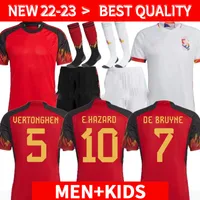 Joueur des fans Belgique 2022 Coupe du monde Jerseys Jerseys Team de Bruyne Hazard Courtois Lukaku Tielemans 22 23 Batshuayi Kevin Men Kids Set Kits Football Shirt Kits
