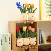 Plush Dolls Lifelike Tulip Plants Stuffed Decor Toys Soft Bookshelf Creative Potted Flowers Pillow Simulation Plant 220924