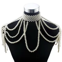 Pendanthalsband Florosy Long Bead Chain Chunky Simulerade Pearl Body Jewelry for Women Costume Choker Statement 220924
