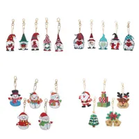 5 pcs/set Diy pebble pictures with Christmas theme keychain pendant full drill with special shape Cartoon embroidery women decoration gift bag