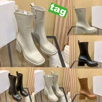 Cloe Boots Betty Rubber Rain Bot Fashion Knee Half ud-wysoki botki projektant Chunky Heel Gruby dolna platforma Kobiety buty Nomad Beige Black Tan Woman Treners