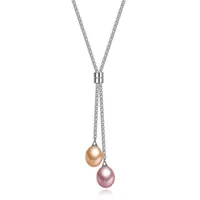 Girocollo a sospensione perle naturali doppi da 18 pollici da 18 pollici rosa bianco rosa viola 925 doppie perle in argento sterling