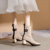 أحذية جورب سورت نساء الكعب الكاحل Zapatillas Botas de Mujer Shoes Moda Black for Chaussure Designer Boot