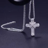 Luxury Cubic Zirconia Cross Necklace With Tennis Necklace For Women Wedding Dainty Chain strong & high quality 33cm 40cm 50cm240b