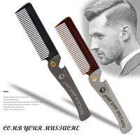Hair Brushes 1 pcs Men Folding Pocket Comb Knife Shape PP Teeth Detangling Beard Metal Handle Foldable ing Mustache 220926