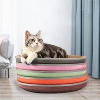 Tablero redondo de rasgu￱os de rayado de gato Risajeros resistentes al desgaste de juguete El lecho de gatito de papel corrugado puede reemplazar el muebles de muebles de nido molinador de garras protector