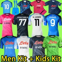 22 23 Napoli voetbaltruien Men Kit Kids Sets Maglia Napels 2022 2023 Zielinski Anguissa Olivera Maradona voetbalshirt Doelman Lozano SSC Maillots de Foot Pink