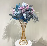 人魚の花の装飾花瓶スタンド金属ロードウェディングパーティーテーブルのセンターピースデコレーションLLFAのリードスタンド