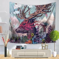 Wall Hanging Tapestry Animal Heads Print Blanket Beach Towel Wall Decorative Carpet for Living Room Art Wall Tapestries Tiger Elep255Q