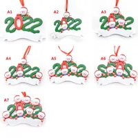 Christmas Tree Personalized Ornament Resin DIY Name Xmas Tree Hanging Pendant 2022 Family 1-7 Heads