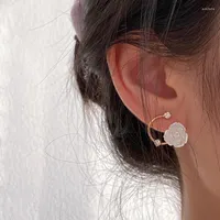 Pendientes de tachuelas en forma de C para mujeres Rose Flower Ear Clip Circón Fashion Fashion Fashion Accesorios Femenino Regalo de cumpleaños