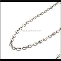 Chains Necklaces & Pendants Jewelrymujer And Hombre Whole Stainless Steel Necklace Sier Color Coffee Bean Fashion Jewelry N042246u