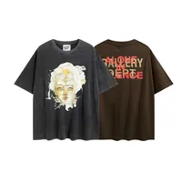 남성 티셔츠 Gallerydept 패션 브랜드 부서 하이 스트리트 빈티지 아이돌 프린트 남성과 여성 둥근 목 짧은 슬리브 Tshirt