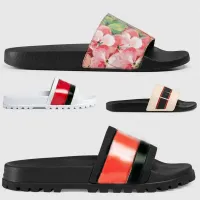 Slide Mens Womens Sandals Flip Flops Boots Designer Fashion Classic Floral Snake Tiger Summer Wide Heel Flat Rubber Sandal Gum Slipper qEL