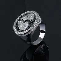 Mens Broken Heart Ring Silver Black Two Tone Cubic Zirconia Micro Pave Diamonds Hip Hop Ring with gift box size7-112876