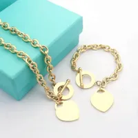 Fashion Women ketting Bracelet IceBox Jewelry Classic Heart Set 18K Gold Girl Valentines Day Love Gift 316l roestvrij staal