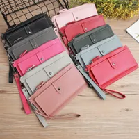 European and American women's wallet long fashion gun color concealed buckle wallet large capacity multi-functional handbag250d