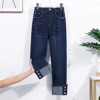 Damesbroek groot formaat mode rechte jeans casual hoge taille spodnie dresowe damskie losse pantalones mujer cintura alta pant