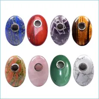 Smoking Pipes Newest Colorf Handmade Natural Crystal Stone Oval Shape Mini Dry Herb Tobacco Smoking Holder Filter Handpip Tabaccoshop Dhauf
