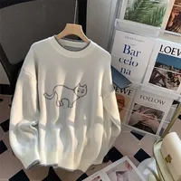 Womens Sweaters LQ SONGYI High Quality Autumn Winter Pullover Cat Pattern Long Sleeve Women Knitted Jumpers O Neck 220923