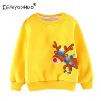 Keaiyouhuo Baby Boy Clothershirt Shirt للمراهقين عيد الميلاد الطويل الأكمام التطريز بالإضافة إلى أعلى هوديس المخملية للفتيات 2-6AGE183E