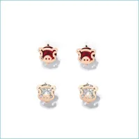 Stud Arrival Fashion Crystal Pig Stud Earring Rose Gold Color Woman Girl Birthday Gift Titanium Steel Jewelry Never Fade Chakrabeads Dh86O