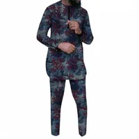Мужские спортивные костюмы моды на молнии рубашки рубашки на комплект Patch Pant Set Clothing Man Groom Suits Plus Size Custom для африканской свадебной вечеринки S8UR#