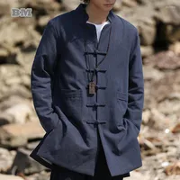남자 다운 중국 전통 드레스 플러스 레트로 롱 코트 가을 겨울 두꺼운 재킷 남자 의류 탕 슈트 소수 민족 스타일 파카 남성