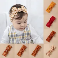 Girls Hair Bows Head Wrap Vintage Baby Headband Soft Kids Accessories Solid Color Dot Floral Print Elastic Band279s