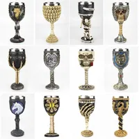 Mokken Creative 3D Skull Goblet Skeleton Dragon Claw Horn Punk Style Roestvrij staal Gothic Linner Wine Glass Cup Halloween Friend Gift 220927