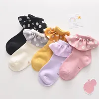 Baby kids cotton socks 2021 spring new girls polka dots lace falbala short socks children knitted ankler princess socks A5981211c