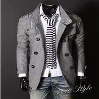 새로운 패션 남성의 고급 스타일 슬림 캐주얼 더블 버튼 재킷 코트 오버 코트 맨 겉옷 검은 회색 크기 M-4XL Y002235Z