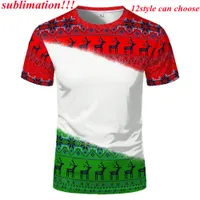 Sublimation Weihnachten Hemden gebleichte Hemd Hitze Transfer 100% Polyester T-Shirts Party Lieferungen Schneeflocken Weihnachtssocken