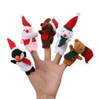 5pcs Christmas Hand Finger Puppets Cloth Doll Santa Claus Snowman Animal Toy Baby Educational Hand Cartoon Plush Toys For Children Gifts