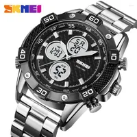 Wristwatches SKMEI Luxury 2Time Dual Movement Sport Mens Watches Electronic Quartz Watch Military Waterproof Large Dial Design Male Clock