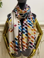 women long scarves pashmina 100% cashmere material thin and soft print lettes pattern size 180cm -68cm