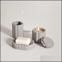 Kaarsen beton sile kaarsenpotvorm doe -het -zaal cement soap schotel badkamer accessoires set mod -negische tandenborstel houder maken gereedschap druppel del dh4am