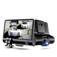 Car Rear View Cameras Cameras& Parking Sensors AIXZ DVR 3 Lens 4.0 Inch Dash Camera Dual Suppor Rearview Video Recorder Auto Registrator