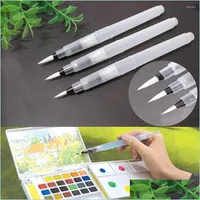 Gel Pens 3Pcs 3Size  Set Refillable Water Brush Ink Pen For Color Calligraphy Ding Painting Illustration Office Stationery Bagshomes Dhtel